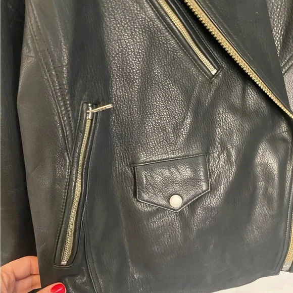 Quince Black Leather Jacket for Women - Picture 4 of 5